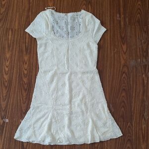 Free People Cream Lace Mini Dress